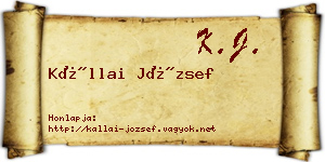 Kállai József névjegykártya